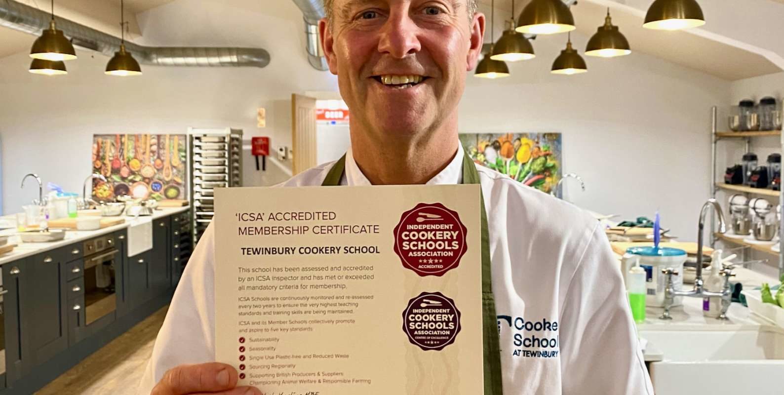 Chef Lee Maycock of Tewinbury Awarded Centre of Excellence by ICSA